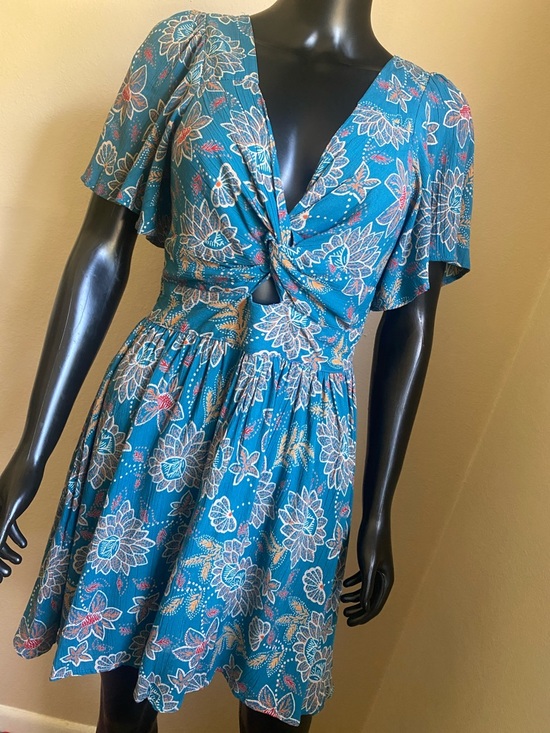 Angie Dresses & Skirts - Angie Teal Floral V-Neck Mini Dress